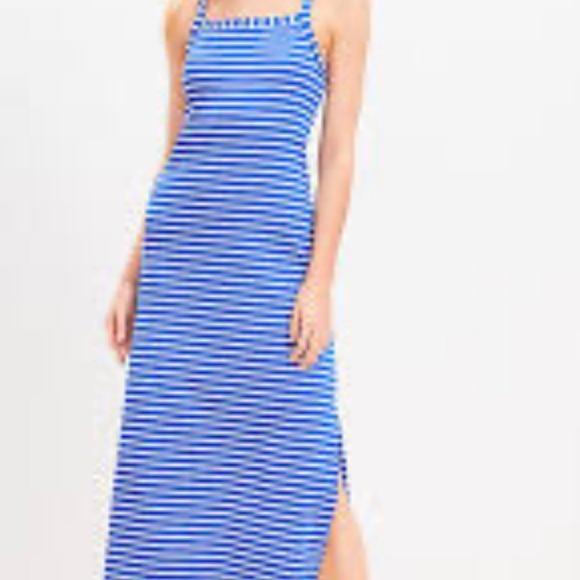 LOFT Blue and White Striped Dress NWT - Picture 3 of 6